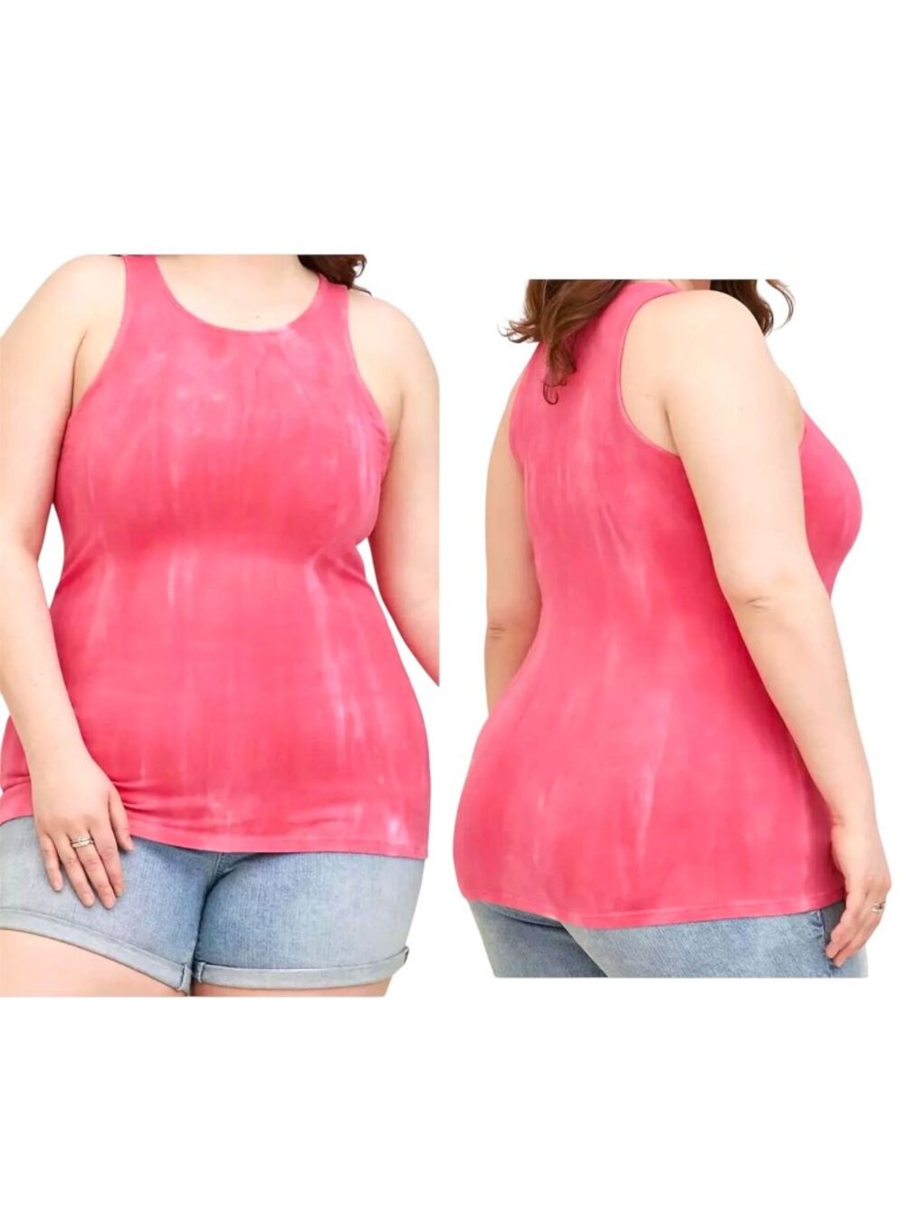 Torrid Foxy High Neck Pink Tie Dye Tank Top Size 0 (Large/12)